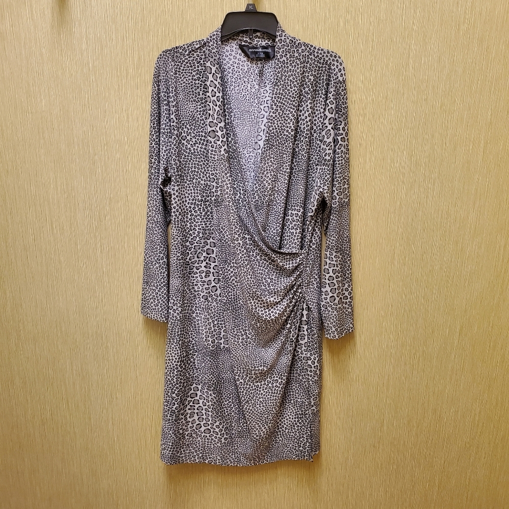 Norma Kamali Leopard Print Jersey Dress Faux Wrap Cinches Waist Size 3x …